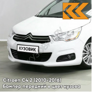 Бампер передний в цвет кузова Citroen C4 2 (2010-2016) EWP -  BLANC BANQUISE - Белый