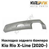 Накладка заднего бампера Kia Rio X-Line (2020-) серебристый KUZOVIK